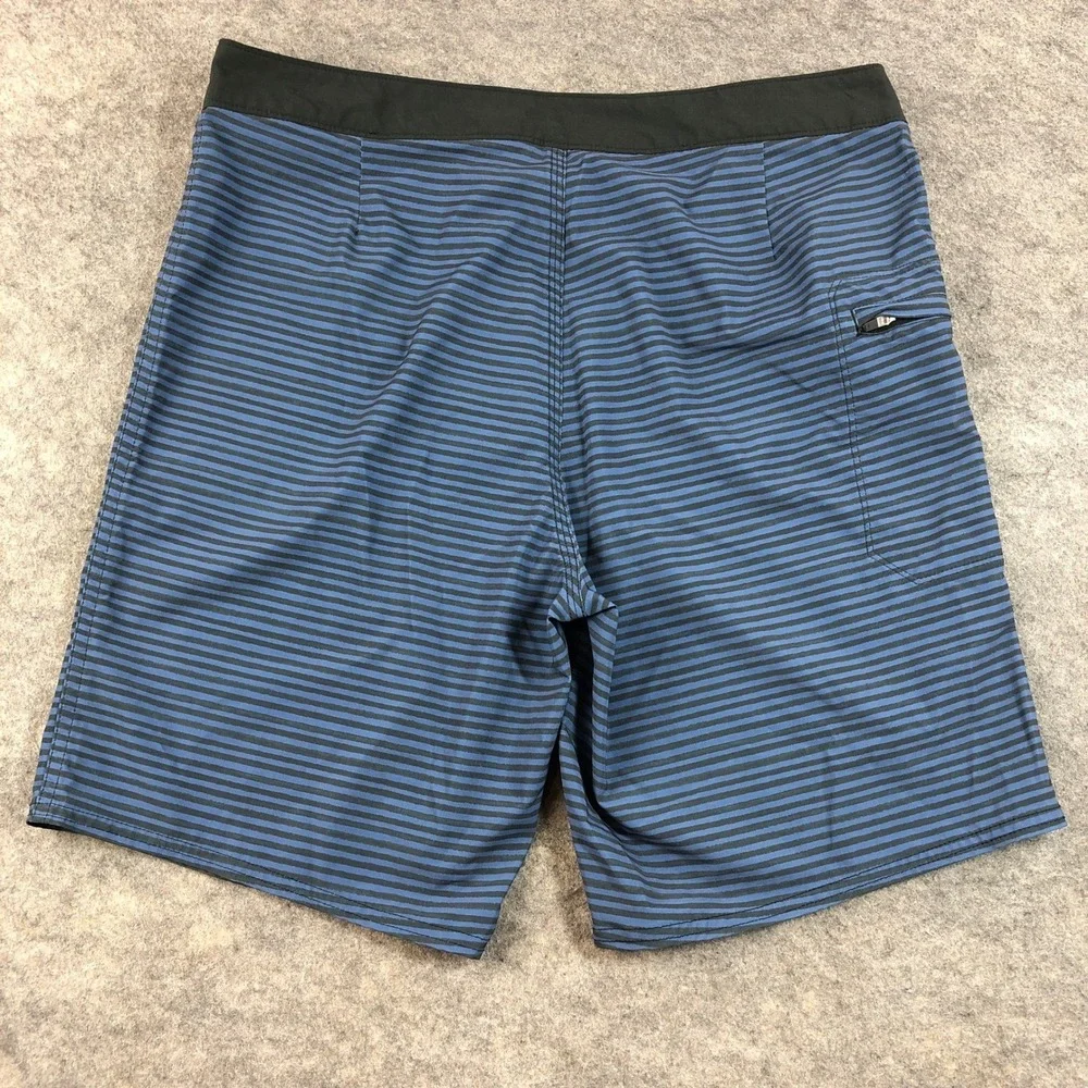 Outerknown Mens 31 Blue Stripe Recycled Polyester Board Shorts Swim Beach